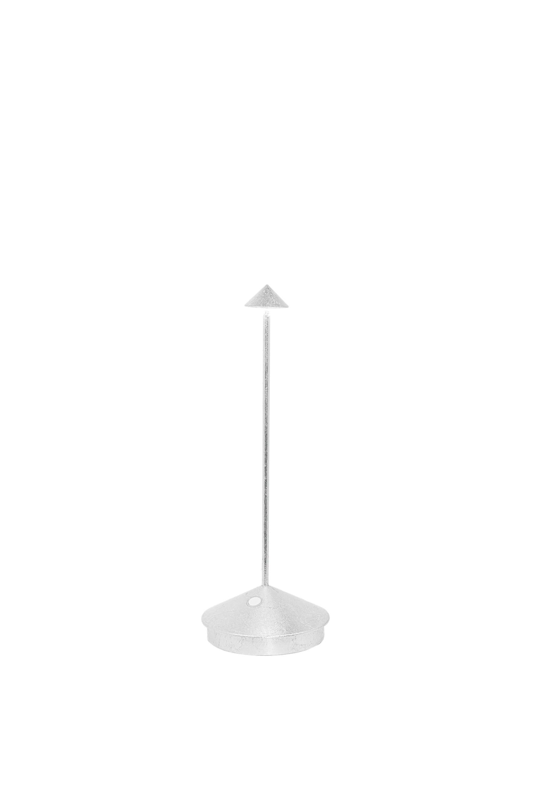 Zafferano, Pina Lampe mit Silberfarbenes Blatt, Kabellose, Wiederaufladbare Tischlampe mit Touch Control, Für den Innenbereich Geeignet, Dimmer, 2200-3000 K, Höhe 29 cm
