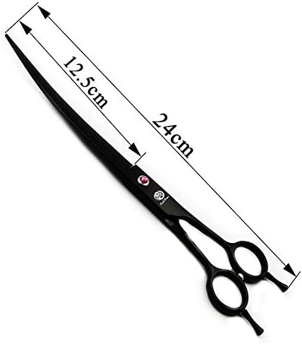 Miniatura 2 de Purple Dragon Tijeras de aseo de mascotas con hoja curvada hacia arriba de 9.0 pulgadas, color negro, doble cola, tijeras de corte de pelo de perro
