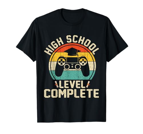 School Last Day High School Level Complete Kids Boys Gamer T-Shirt