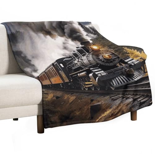 Couverture flanelle douce imprimé train lit douillet grand confort