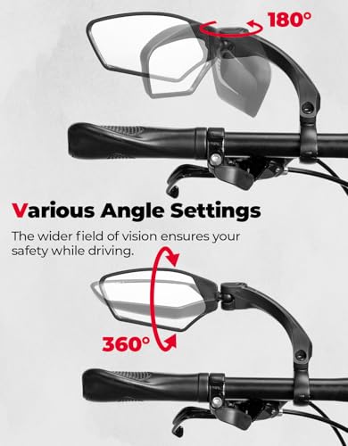 KEMIMOTO Bike Mirror 2 PCS, Wide-Angle HD Rearview Mirror