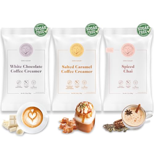5 SPARROWS Healthy Sugar-Free Coffee Creamer Powder TRIAL PACK (White Chocolate, Salted Caramel, Spiced Chai), Set of 3 Samples