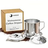 Birdee Vietnamese Coffee Dripper - 12 oz, Stainless Steel, Large Phin Filter, Durable, Dishwasher Safe, Perfect for Ca Phe Sua Da, Home Use, Travel, Camping, Gift Sets