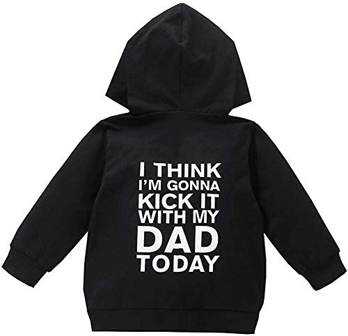 Toddler Boys Girls Hoodies Sweatshirt Casual Long Sleeve Hooded Jacket Sweater Tops Fall Winter Outdoor Outfit Clothes (Daddy Zipper Hoodies,2-3T)