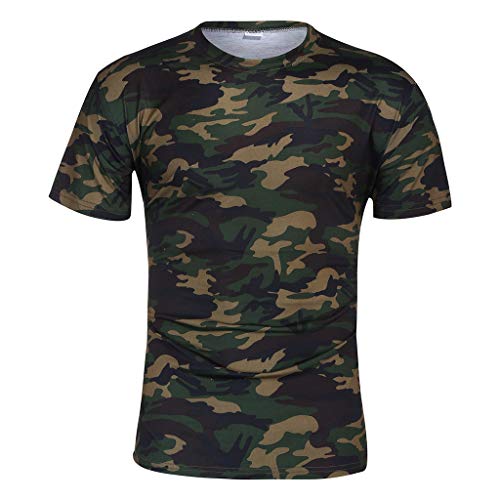 Men's Camouflage T-Shirt Sports Fitness Athletic Short Sleeve Military Camo Crewneck Vintage Shirt Graphic Tees For Men #TOP3