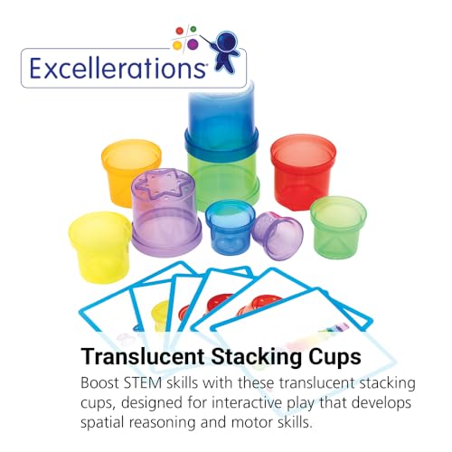 Image of Early STEM Toddler Stacking and Nesting Toy Translucent Cups, Colorful Stacking and Building Toy for Toddlers (Item # RNBWCUPS)