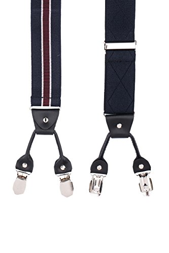 Image of The Tie Hub Tip Blue Clip On Suspenders For Men