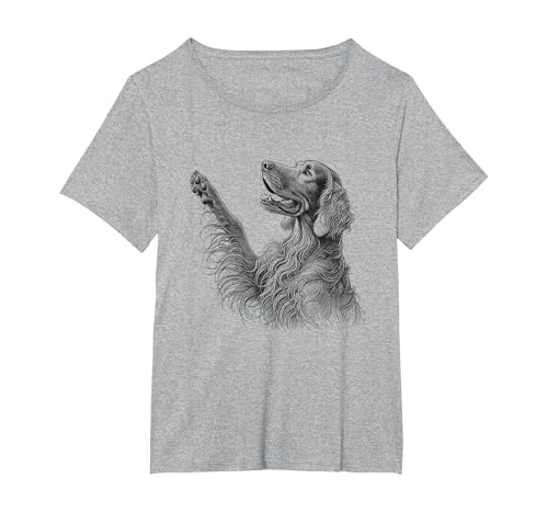 Irish Setter Raising Paw Design for Dog Owner T-Shirt, Women's Plus, Heather Grey, 2X