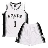 Conjunto Baloncesto Niño de 2 Piezas, Camiset Baloncesto Niños Conjunto Baloncesto Niños Trajes de Baloncesto Niño Pantalones Cortos Baloncesto para Niños y Camiseta Tirantes (Blanco#001, 9-10 años)