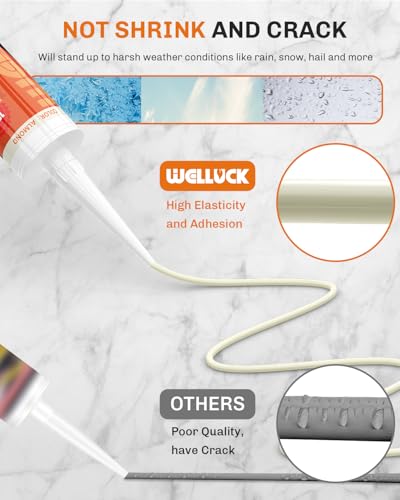 Image of WELLUCK Almond Silicone Caulk, 100% Waterproof Silicone Sealant Adhesive Caulking,for RV, Kitchen,Bathroom, Window, Door, Glass,10.2FL.OZ /300ML,Almond /Cream (1Pack)