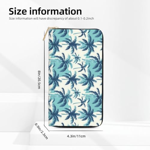 Leather Thin Slim Wallets for Women Men - Fashion Green Hawaiian Style Print Card Wallet Holder with Zipper2