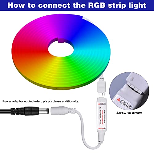 Inextstation Rgb Neon Led Strip Lights, 16.4 Ft Color Changing Rope Lights With Remote Ip65 Waterproof Flexible Neon Lights For Bedroom Living Room Kitchen Party Decor (Power Adaptor Not Included) #TOP5