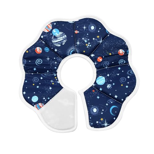 ANCLLO Soft Adjustable Starry Sky Pattern Cat Cone Collar - Protective Pet Collar After Surgery - Prevents Licking Wounds - Size S