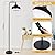 Diyel Modern Arc Floor Lamp for Living Room, Round Arch Dimmable Standing Light with Remote, Industrial Tall Arched Reading Lamps Hanging Metal Shade for Bedroom, Office, Over Couch, Black White
