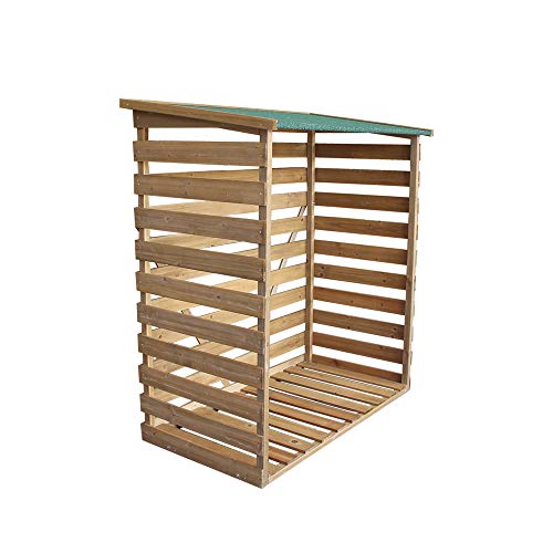 M MCombo Kaminholzregal mit Rückwand Brennholzregal Kaminholzunterstand 1200 aus Holz Braun, 64 x 116 x 123 cm-8