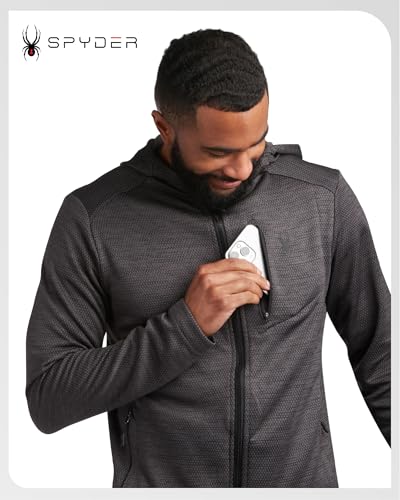 Spyder Mens Zip Up Hoodie - Hoodies for Men, Performance Fleece Sweatshirt Zip Up Hoodie for Hiking Gym UPF 30 Sun Protection3