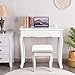 Giantex Vanity Table Set with Tri-Folding Mirror and Cushioned Stool, Makeup Dressing Table with 4 Drawers and Storage Shelf, Modern Bedroom Bathroom Makeup Table for Women Girls Gifts (White)