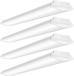 FaithSail 4FT LED Wraparound Light Fixture, 40W 4800LM Flush Mount Garage Shop Lights, 4 Foot 4000K LED Ceiling Integrated Linear Lighting for Warehouse, Workshop, Office, Kitchen, Laundry, 4 Pack