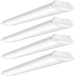 FaithSail 4FT LED Wraparound Light Fixture, 40W 4800LM Flush Mount Garage Shop Lights, 4 Foot 4000K LED Ceiling Integrated Linear Lighting for Warehouse, Workshop, Office, Kitchen, Laundry, 4 Pack