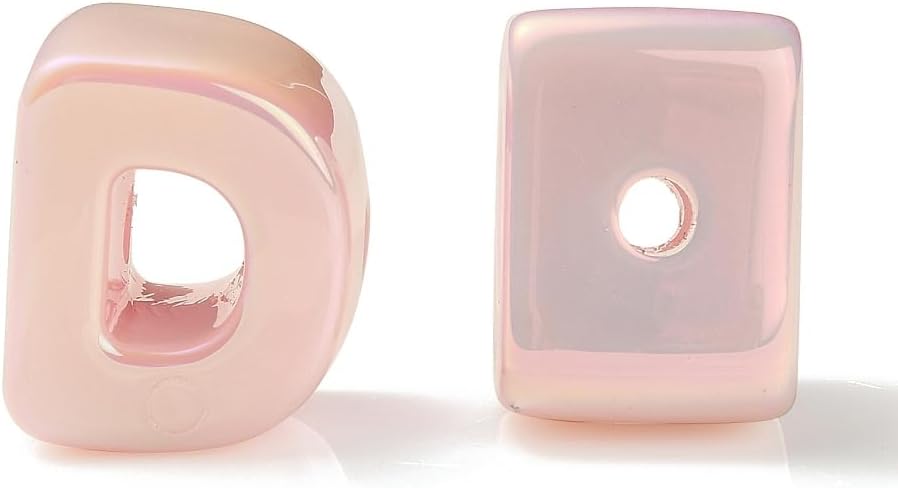 DanLingJewelry 90Pcs Random Large Pink Acrylic Alphabet Beads UV Plating Iridescent 26 A-Z Letter Beads for DIY Bracelets Necklaces Keychain - Image 3