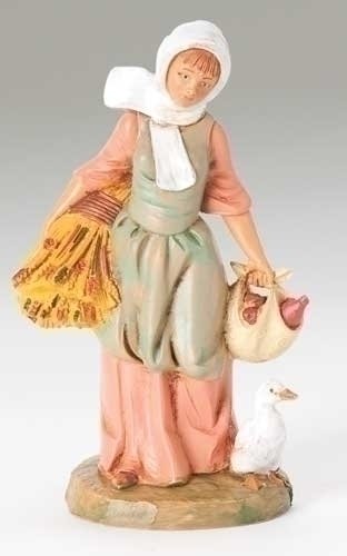 Fontanini By Roman Inc., Hannah The Farmer, 5" Collection, Nativity Figure And Accessories, Hand Sculpted And Painted (3X2X5) #TOP21