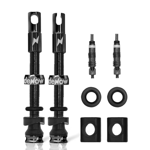 RideNow 45mm Schwarze Presta Tubeless Ventile 2 Stück, Superleichtes Alu Anti-Leck, für Schlauchlos-Reifen, mit Ventileinsatz-Entfernerwerkzeug