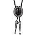 KeCol Native American Art Indian Stone Necktie Bolo Tie (Black)