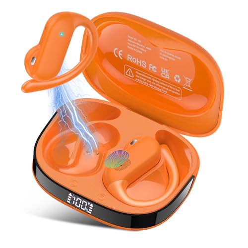 DUSONLAP Open Ear Kopfhörer Bluetooth 5.4 HiFi Stereo, 2026 Kopfhörer Kabellos Bluetooth mit Mic, IP7 Wasserfest Sportkopfhörer Orange