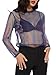 Women's Metallic Tops Long Sleeve See Through Blouse Casual Loose Sheer T Shirts for Party (PurpleBlue Metallic,XL)
