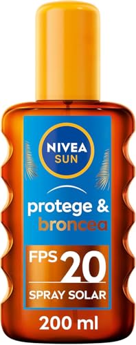 NIVEA SUN Protege & Broncea - Aceite Solar Doble Efecto FP20 - Protección Solar UVA/UVB Inmediata - Activador de Melanina Patentado, Sin Autobronceador - Resistente al agua - Todo Tipo de Piel - 50 ml