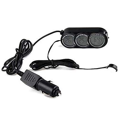 Sonline 12V-24V 3 en 1 Auto Voiture LCD NuméRique IntéRieur Horloge ExtéRieure TempéRature ThermomèTre Jauge
