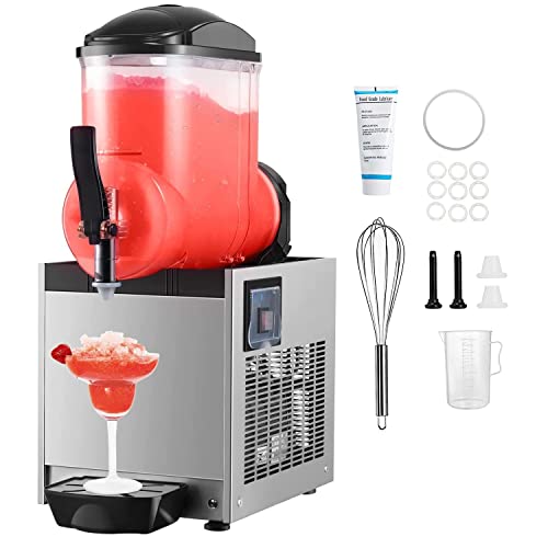 Commercial Slushy Machine 12L Single-Bowl Slush Frozen Drink Machine 600W Stainless Steel Margarita Smoothie Maker with Compressor for Restaurant Bar