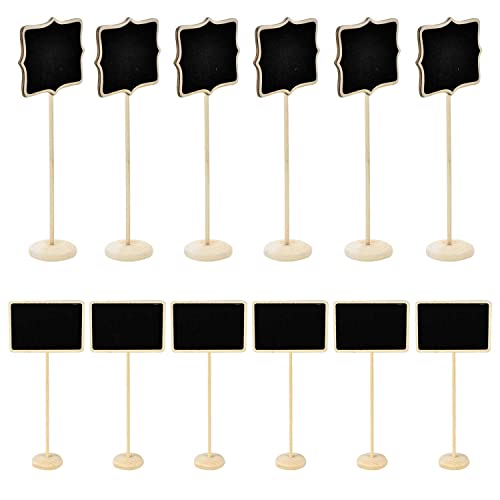 12 mini etiquetas de pizarra para bufé, números de mesa, mini caballetes con soporte para boda, comedor, fiesta de cumpleaños, tienda y bar Cover
