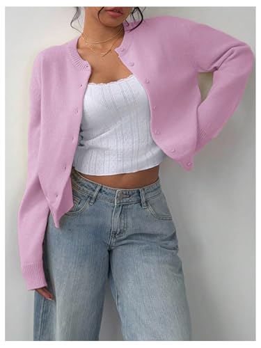 Image of SOLY HUX Women's Button Down Cropped Lightweight Cardigan Sweater Cute Fall Fashion 2026