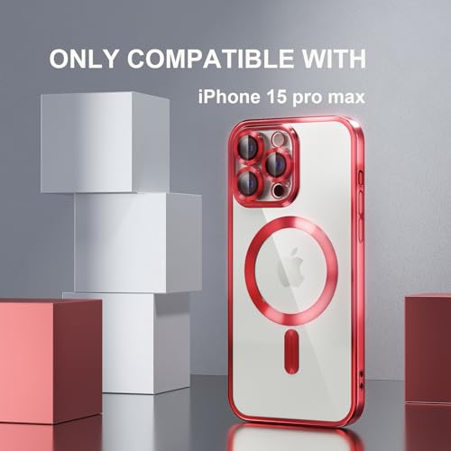 Image of Misea Magnetic for iPhone 15 Pro Max Case Compatible with MagSafe Red