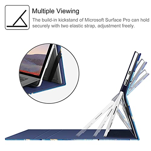 Image of Fintie Case for 12.3 Inch Microsoft Surface Pro 7 Plus, Surface Pro 7 /6 /5 /4 /3 - Portfolio Business Cover with Pocket, Compatible with Type Cover Keyboard, Ocean Marble
