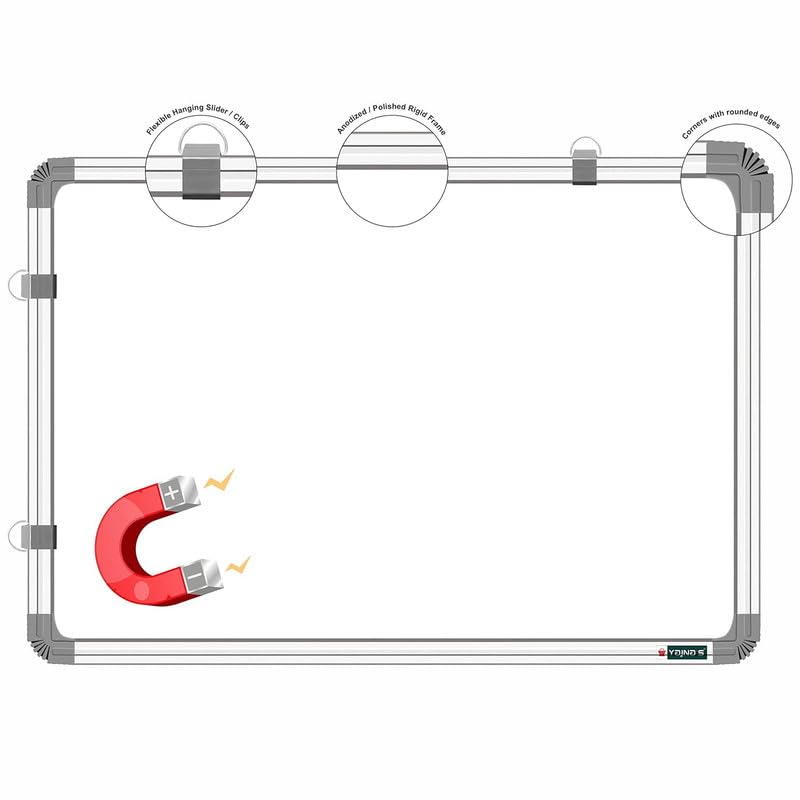 Image of Regular Steel (Magnetic) White Board for Kids, Home & Kitchen with Heavy-Duty Aluminium Frame, Magnet-Friendly Dry Erase Marker Whiteboard, Size - 5x4 Feet