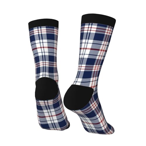 Red Blue Tartan Plaid Men'S And Women'S Unisex Crew Socks, Quick-Drying Fabric For Casual, Gym & Office Wear3