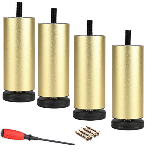 Patas de metal para muebles ajustables doradas de 8 cm, juego de 4 patas de sofá de diseño triangular 2