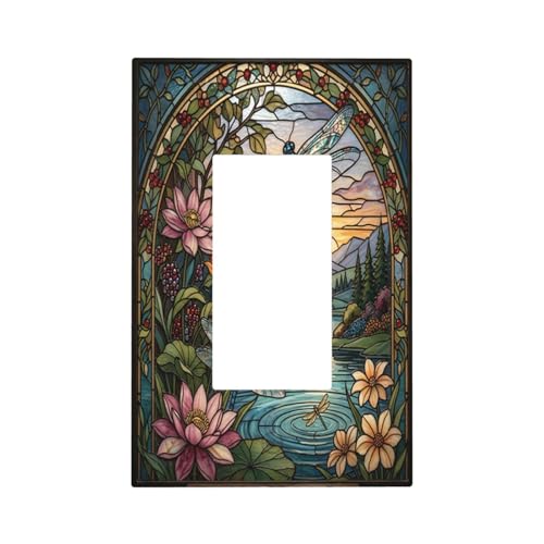 Plaque murale vitrail coucher de soleil lotus panneau décoratif chic