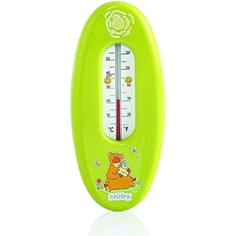 Nuby Bath Thermometer, Floats on Water, Readings in Degrees Celsius & Fahrenheit, Green-Yellow Cover
