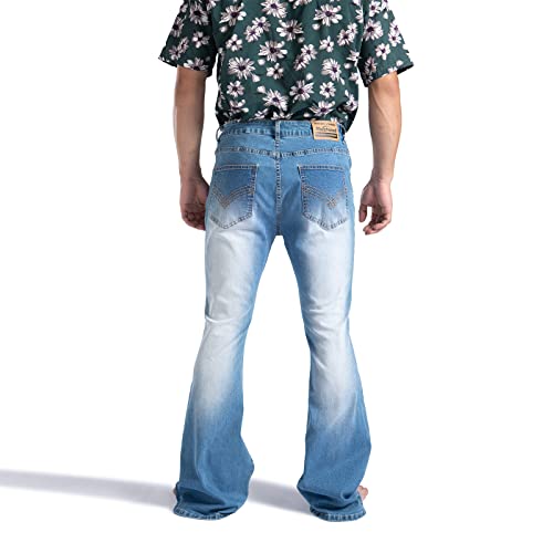 Men's Relaxed Stretch Classic 70S Vintage Washing Denim Bell Bottom Jeans,Flo,Tag 3Xl #TOP5