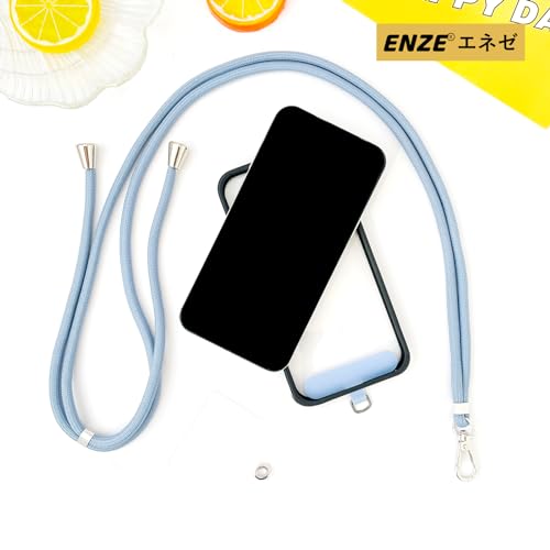 [ENZE] エネゼ スマホショルダーストラップ マカロン限定色 ハンドメイド ストラップホルダー ロング ショルダーストラップ スマホ用 長さ調整可能 携帯用 全機種対応 1個入り ライトブルー (ライトブルー)