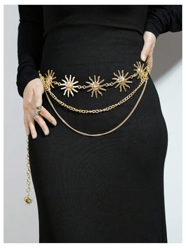 GORGLITTER Women's Sun Pendant Waist Belt Rave Outfits Party Body Accessories4