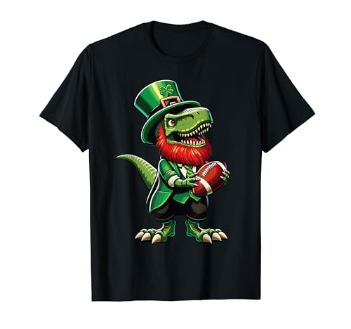 Leprechaun Dinosaurio Fútbol Día de San Patricio Niños Hombres Mujeres Camiseta