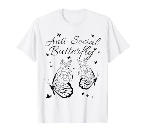 Anti-social Butterfly Simple Asymmetrical Funny T-Shirt