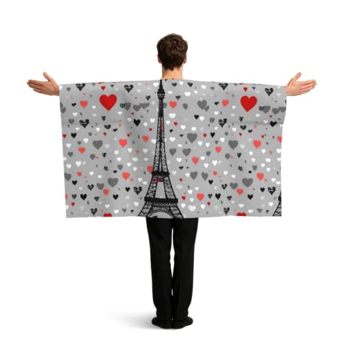 PUYhgb French Fashion Model Ferrets Print Wearable Flag Cape, Free Movement Flag Costume For Match Viewing & Street Party