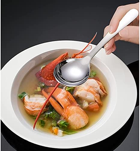 TENTA TENTA KITCHEN 304 Stainless Steel Dinner Spoons Set of 6 Serving Spoons Soup Spoons Buffet Salad Spoon Table Spoons Use for Home Kitchen or Restaurant (7.3inchs)