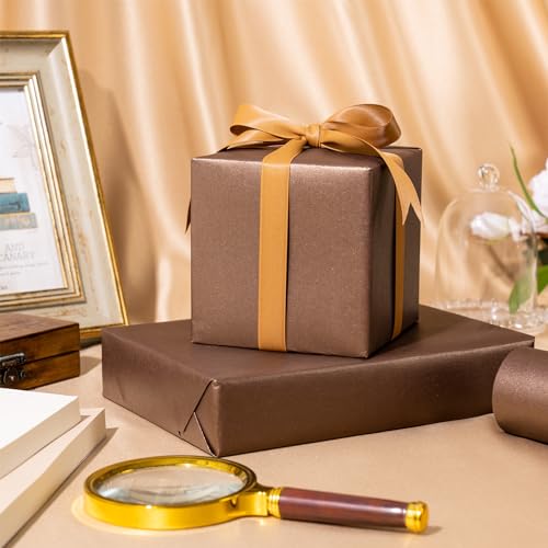 RUSPEPA Schokoladenbraunes mattes Geschenkpapier – 43,2 cm x 10 m – Einfarbiges, perlmuttfarbenes, glänzendes Papier, perfekt für Hochzeiten, Geburtstage, Weihnachten und Babypartys