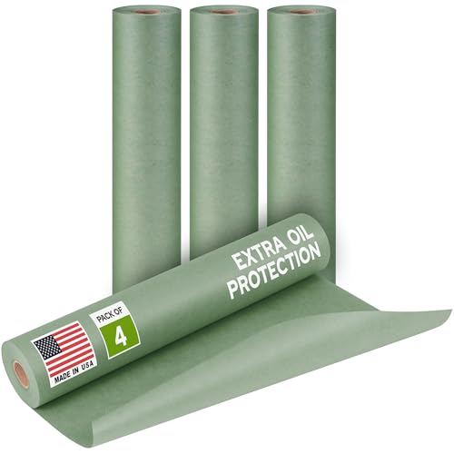 Image of 15 inch x 60 Yards (180 feet) Green Masking Paper with Extra Oil Protection for Automotive Painting Industries (Pack of 4) - Made in USA Masking Paper for Painting Cars, Protection from Splatter